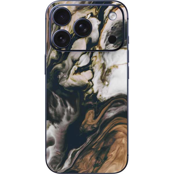 Copper and Black Marble Ink iPhone 17 Pro Max Skin
