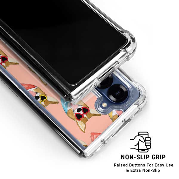 Bouffants and Broken Hearts Corgi Love Galaxy Z Fold7 Clear Case