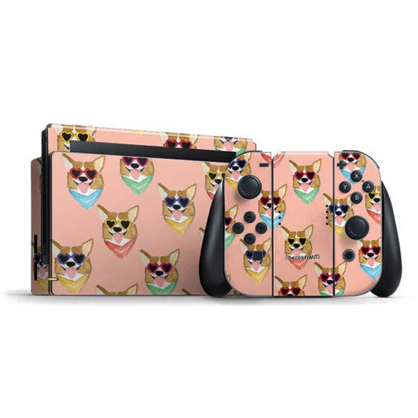 Bouffants and Broken Hearts Corgi Love Nintendo Skins