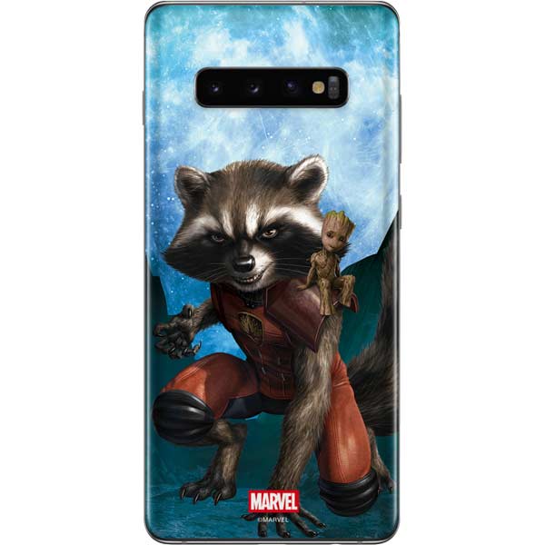 Marvel Rocket and Baby Groot Cosmic Bond Galaxy S10 Plus Skin