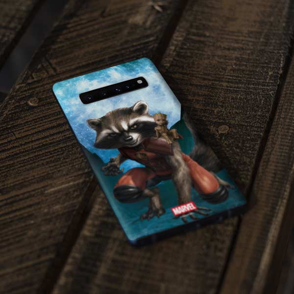 Marvel Rocket and Baby Groot Cosmic Bond Galaxy S10 Plus Skin