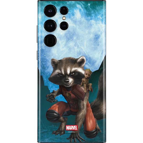 Marvel Rocket and Baby Groot Cosmic Bond Galaxy S22 Ultra Skin