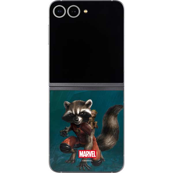 Marvel Rocket and Baby Groot Cosmic Bond Galaxy Z Flip6 Skin