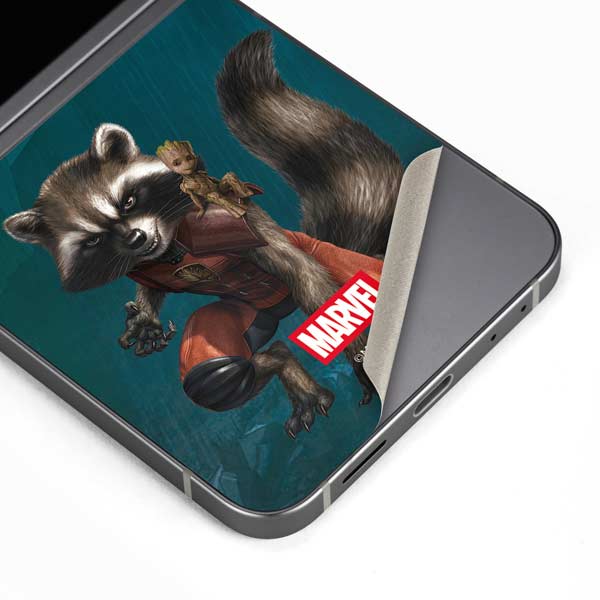 Marvel Rocket and Baby Groot Cosmic Bond Galaxy Z Flip6 Skin