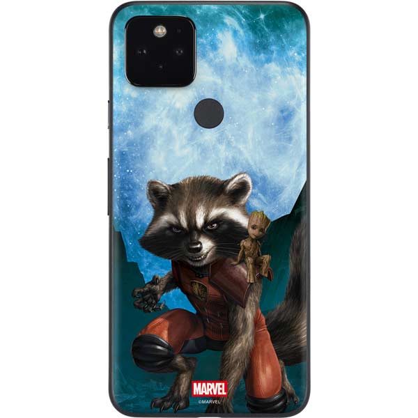 Marvel Rocket and Baby Groot Cosmic Bond Google Pixel 5 Skin