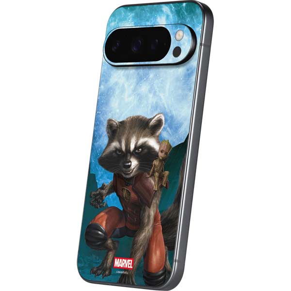 Marvel Rocket and Baby Groot Cosmic Bond Google Pixel 9 Pro Skin