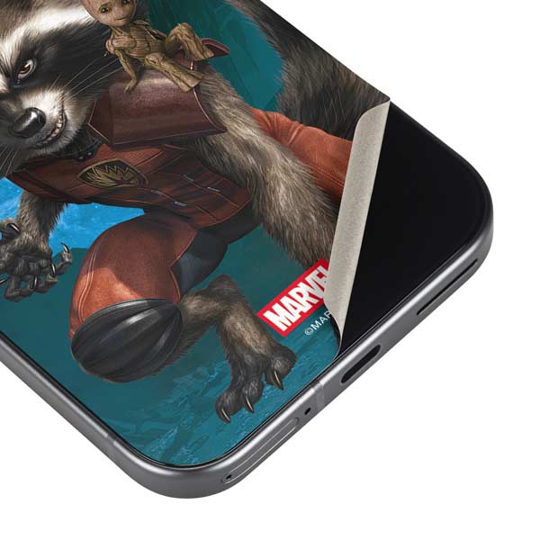 Marvel Rocket and Baby Groot Cosmic Bond Google Pixel 9 Pro Skin