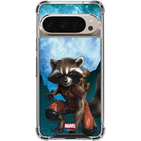 Marvel Rocket and Baby Groot Cosmic Bond Google Pixel 9 Pro XL Clear Case