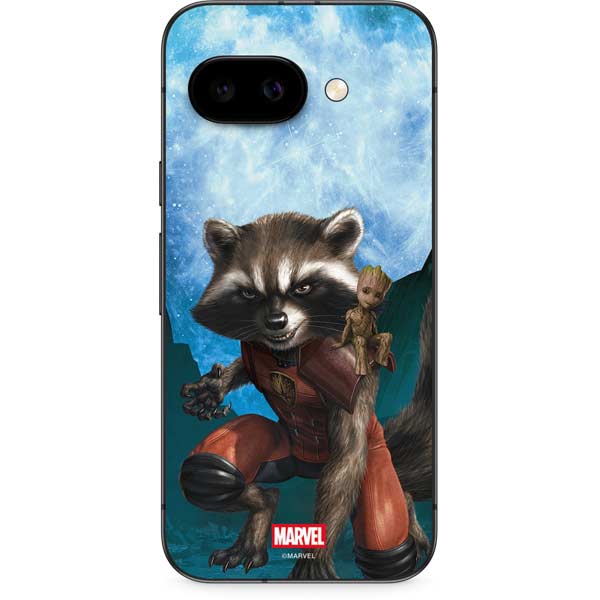Marvel Rocket and Baby Groot Cosmic Bond Google Pixel 9a Skin