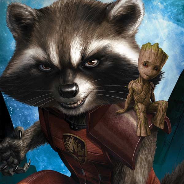 Marvel Rocket and Baby Groot Cosmic Bond Dell Inspiron Skin