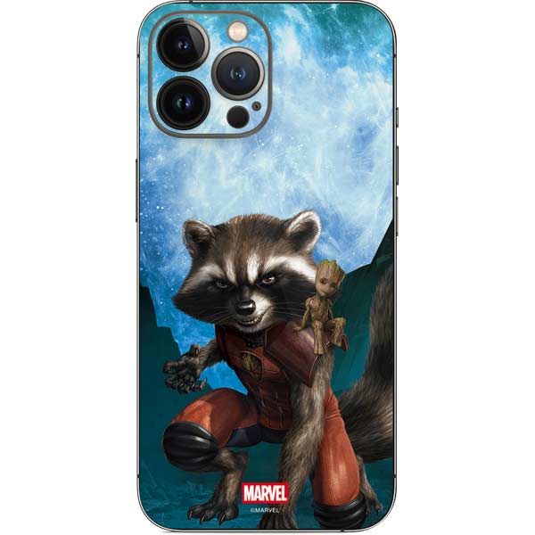 Marvel Rocket and Baby Groot Cosmic Bond iPhone 13 Pro Max Skin