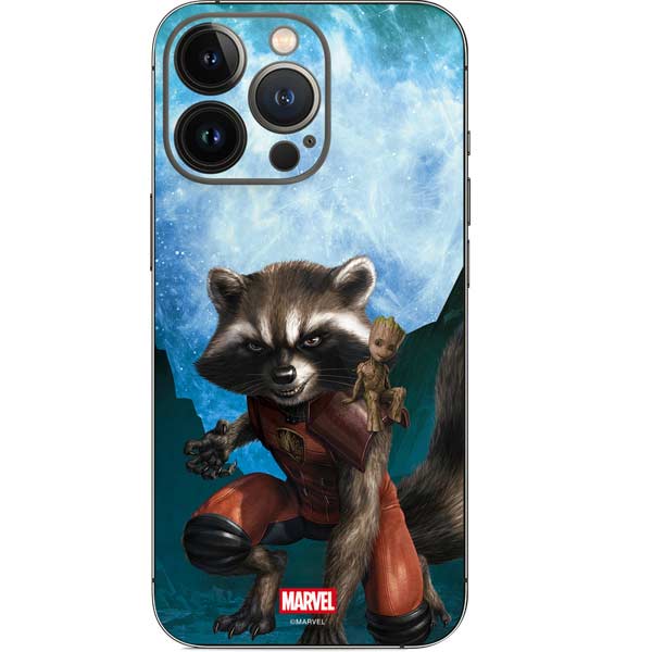 Marvel Rocket and Baby Groot Cosmic Bond iPhone 15 Pro Skin
