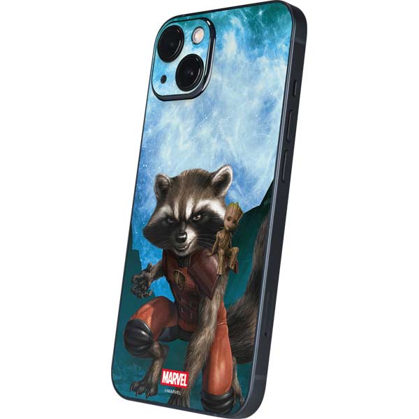 Marvel Rocket and Baby Groot Cosmic Bond iPhone 15 Skin