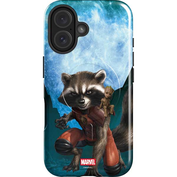 Marvel Rocket and Baby Groot Cosmic Bond iPhone 16 Magsafe Impact Case