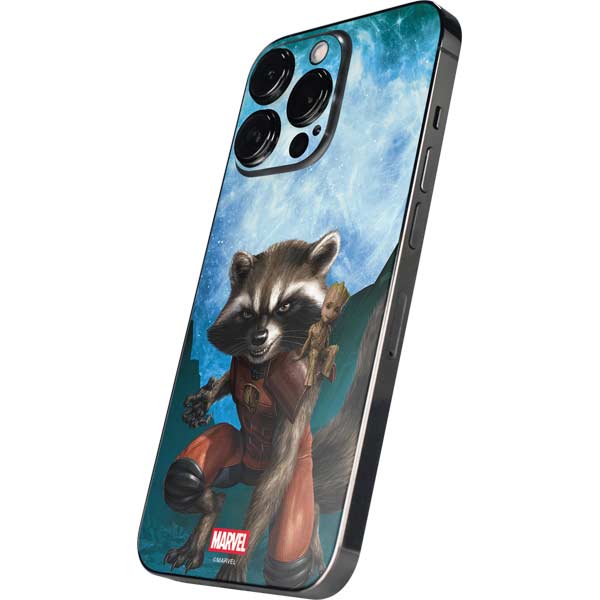 Marvel Rocket and Baby Groot Cosmic Bond iPhone 16 Pro Max Skin