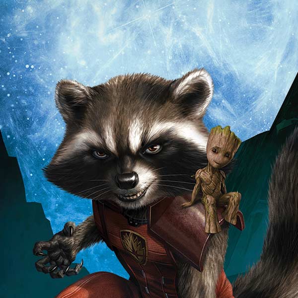 Marvel Rocket and Baby Groot Cosmic Bond iPhone XR Skin