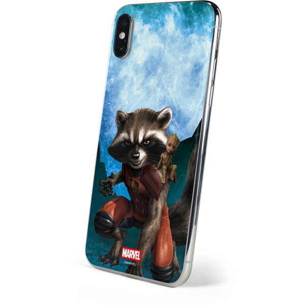 Marvel Rocket and Baby Groot Cosmic Bond iPhone XS Skin