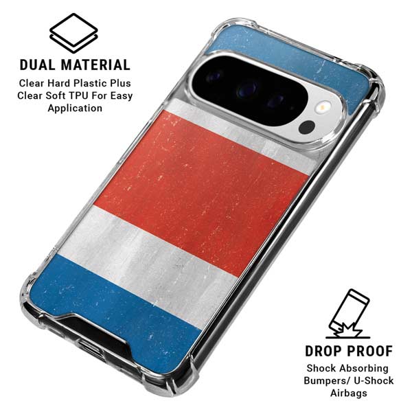 Costa Rican Flag Distressed Google Pixel 10 Pro XL Clear Case
