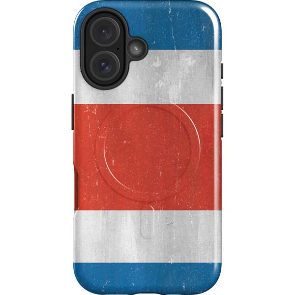 Costa Rican Flag Distressed iPhone 16 Magsafe Impact Case