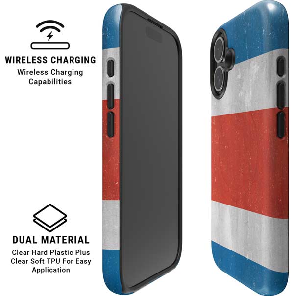 Costa Rican Flag Distressed iPhone 16 Magsafe Impact Case