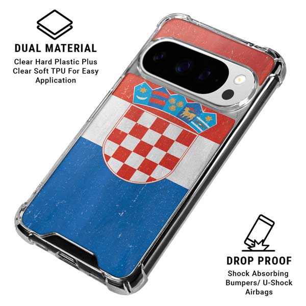 Croatia Flag Distressed Google Pixel 10 Pro Clear Case