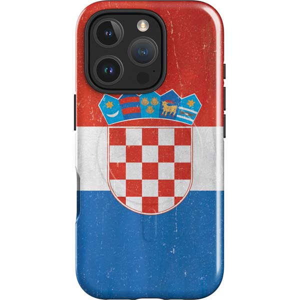Croatia Flag Distressed iPhone 16 Pro Magsafe Impact Case