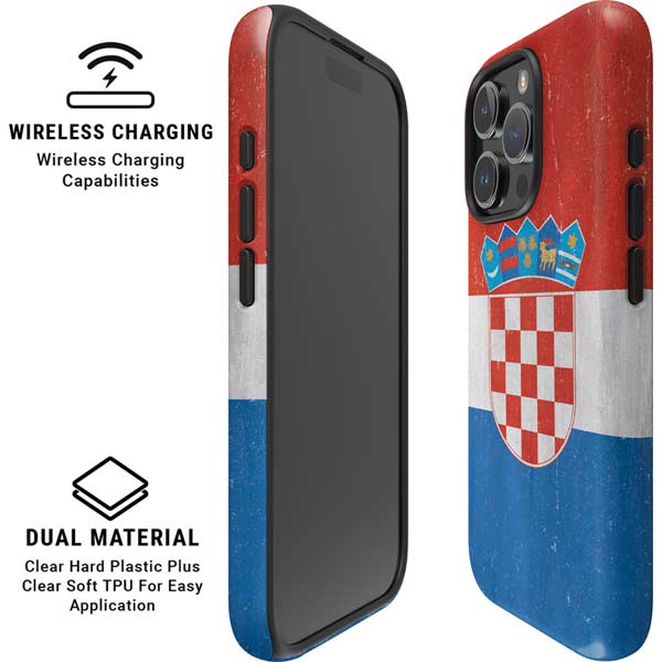 Croatia Flag Distressed iPhone 16 Pro Magsafe Impact Case
