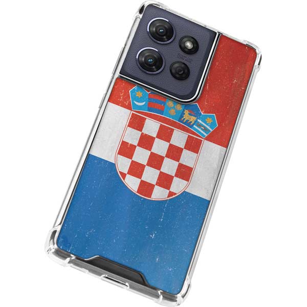 Croatia Flag Distressed Moto G 5G (2025) Clear Case
