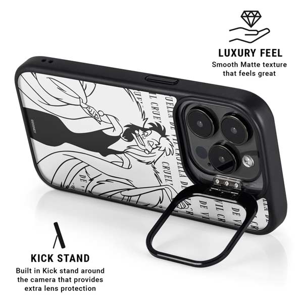 Disney Villains Cruella de Vil Black and White iPhone 14 Pro Kickstand Case