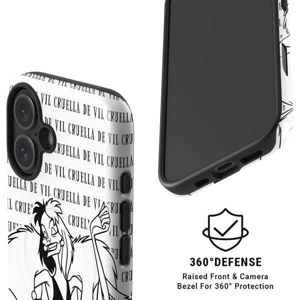 Disney Villains Cruella de Vil Black and White iPhone 16 Plus Magsafe Impact Case