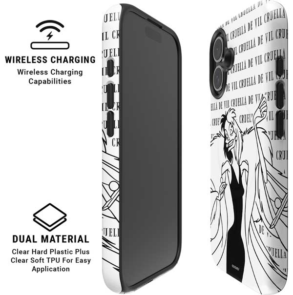 Disney Villains Cruella de Vil Black and White iPhone 16 Plus Magsafe Impact Case