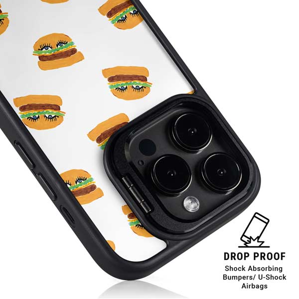 Bouffants and Broken Hearts Cute Burgers iPhone 14 Pro Max Kickstand Case