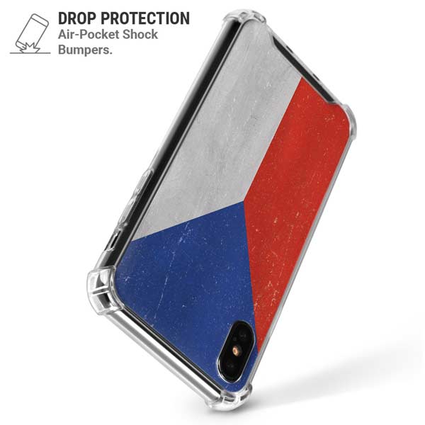 Czech Republic Flag Distressed iPhone X/XS Clear Case