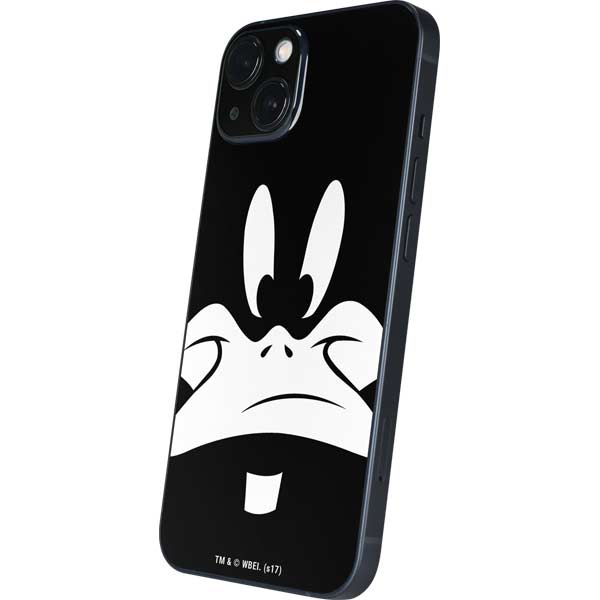 Looney Tunes Daffy Duck Plain Black and White iPhone 15 Skin