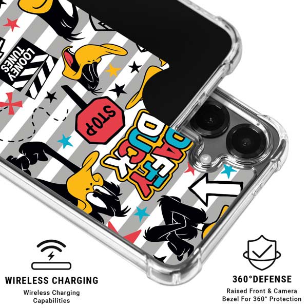 Looney Tunes Daffy Duck Striped Patches Galaxy S26 Clear Case