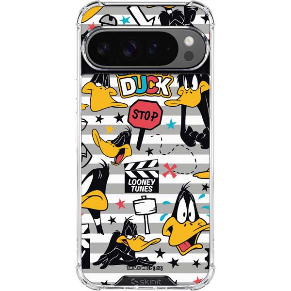 Looney Tunes Daffy Duck Striped Patches Google Pixel 10 Pro XL Clear Case