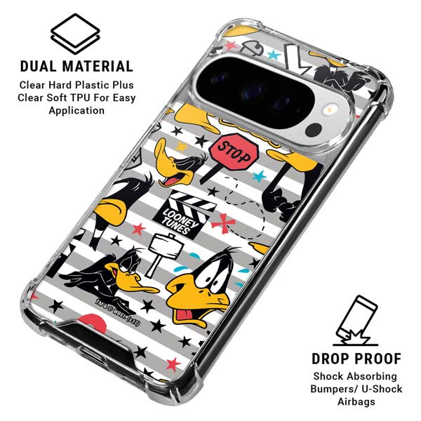 Looney Tunes Daffy Duck Striped Patches Google Pixel 10 Pro XL Clear Case