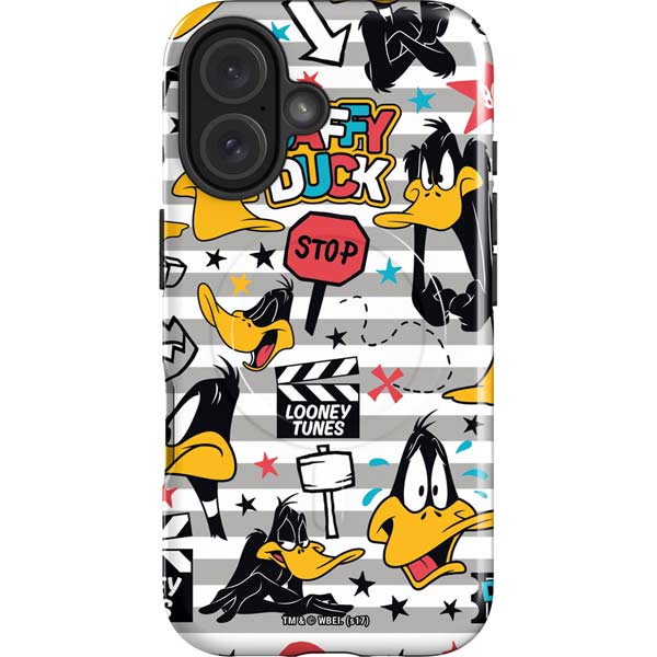 Looney Tunes Daffy Duck Striped Patches iPhone 16 Plus Magsafe Impact Case