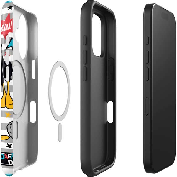 Looney Tunes Daffy Duck Striped Patches iPhone 16 Plus Magsafe Impact Case