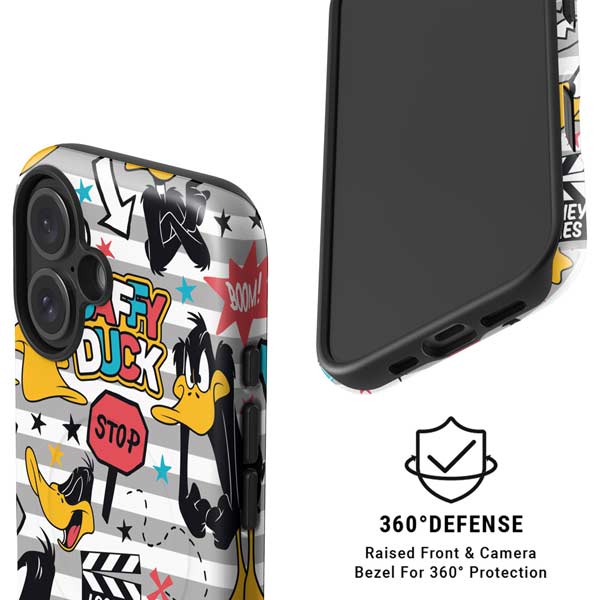 Looney Tunes Daffy Duck Striped Patches iPhone 16 Plus Magsafe Impact Case