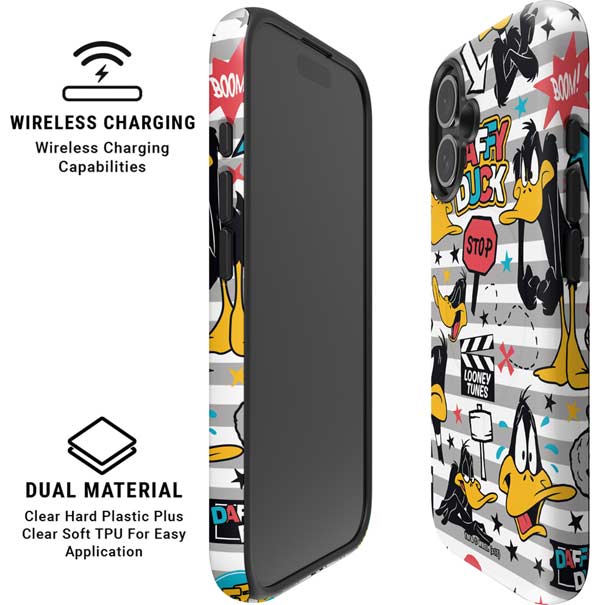 Looney Tunes Daffy Duck Striped Patches iPhone 16 Plus Magsafe Impact Case