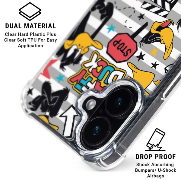 Looney Tunes Daffy Duck Striped Patches iPhone 17 Clear Case