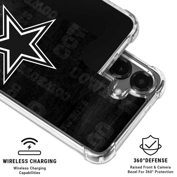 NFL Dallas Cowboys Black & White Galaxy S26 Plus Clear Case
