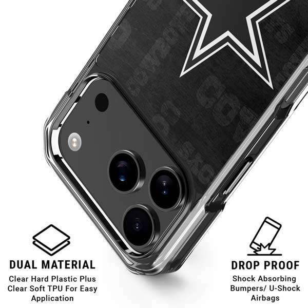 NFL Dallas Cowboys Black & White iPhone 17 Pro Clear Case