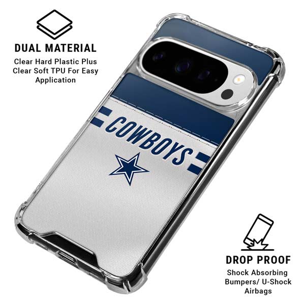 NFL Dallas Cowboys White Striped Google Pixel 10 Pro XL Clear Case