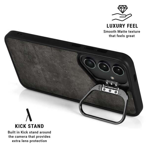 Dark Iron Grey Concrete Galaxy S26 Plus Kickstand Case