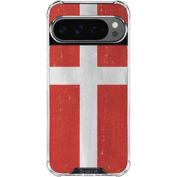 Denmark Flag Distressed Google Pixel 10 Pro XL Clear Case