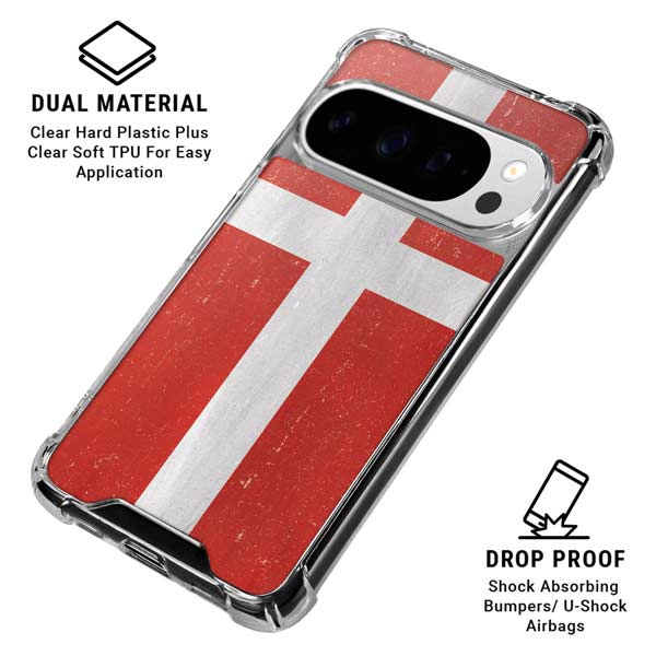 Denmark Flag Distressed Google Pixel 10 Pro XL Clear Case