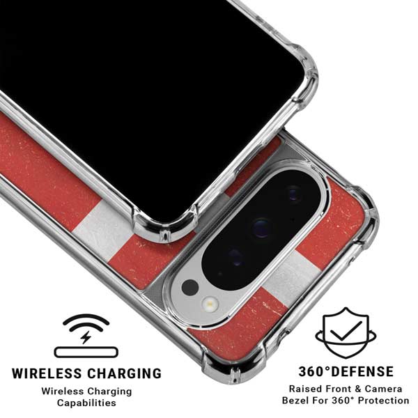 Denmark Flag Distressed Google Pixel 10 Pro XL Clear Case