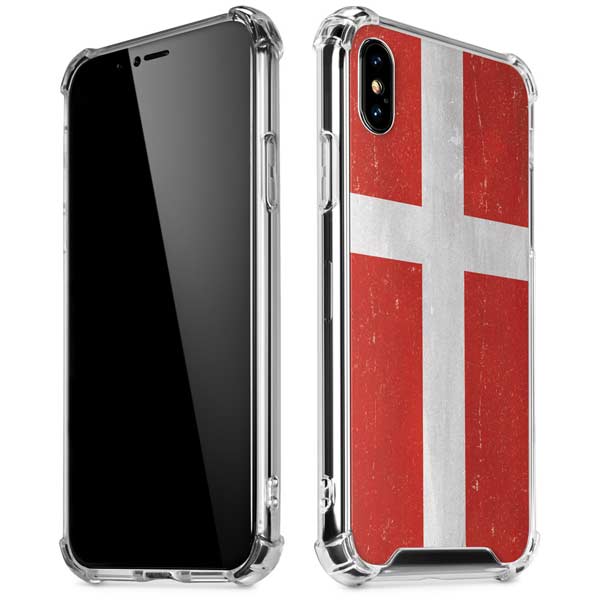 Denmark Flag Distressed iPhone X/XS Clear Case